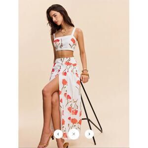 Commense Floral Crop Top With Skirt Set SZ M